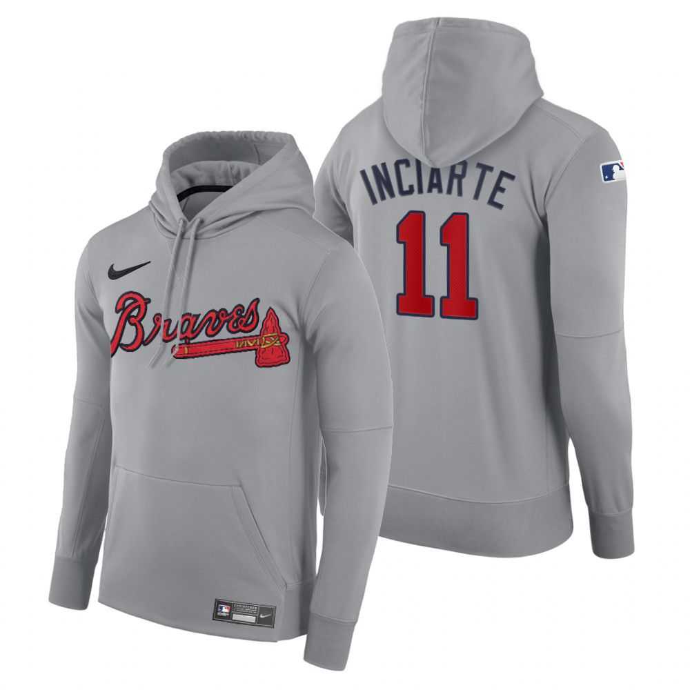 Men Atlanta Braves 11 Inciarte gray road hoodie 2021 MLB Nike Jerseys